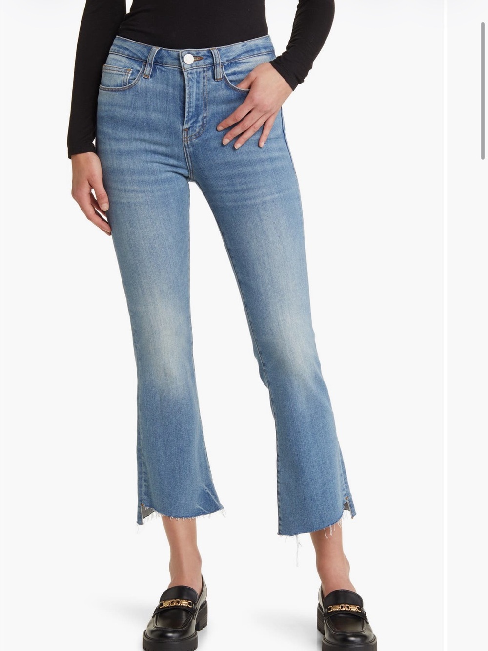 Frame Le Crop Mini Boot Cut Raw Step Hem Jeans in Grenoble